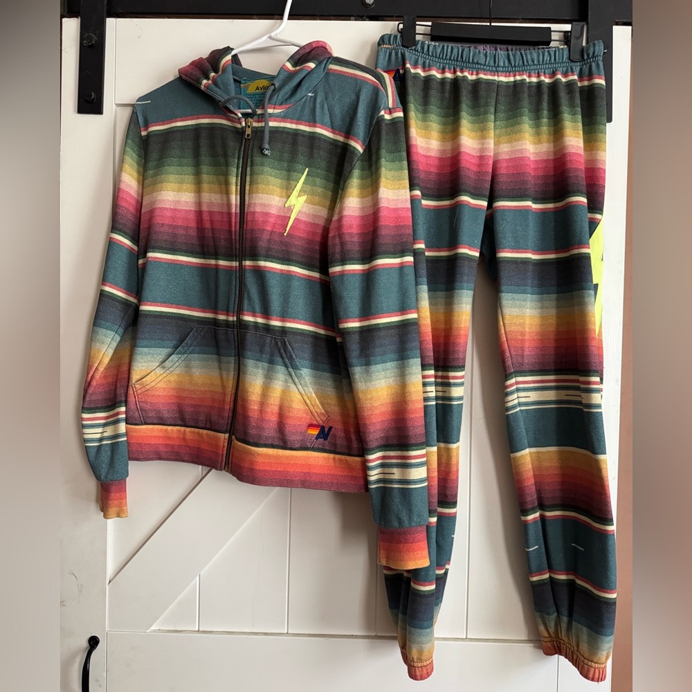 Aviator Nation Multicolor Striped Hoodie and Joggers